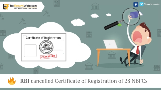 NBFCs, Cerficate of registration , taxreturnwala, online tax payment online , tax filling online, gst payment online , RBI new policy, Rbi cancelled ROC , NBFCs licence cancelled