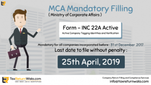 MCA Update: File Particulars or Get Penalised Form INC 22A Active